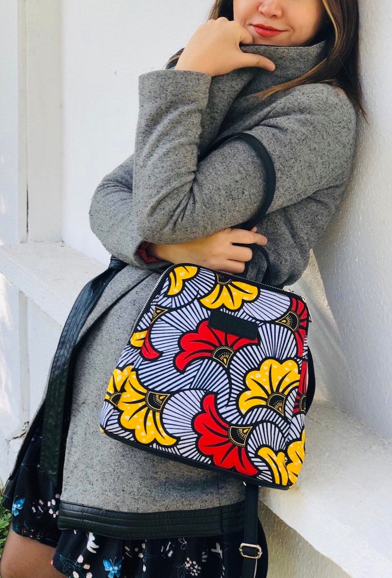 African wax print women Backpack indian print Ankara print bag birthday gift for her image 2