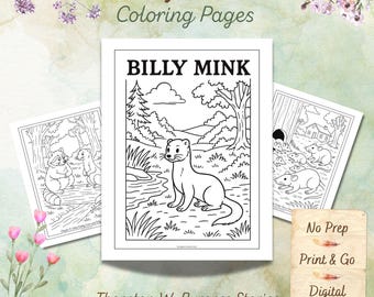 Dibujos para colorear de Billy Mink – Colección de animales de Thornton Burgess (Descarga digital)