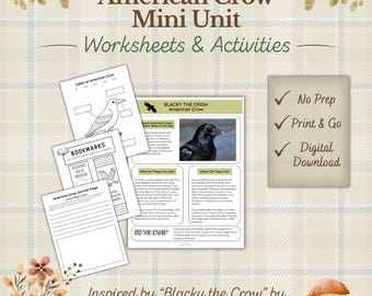 Paquete de actividades sobre el cuervo americano: Hojas de trabajo imprimibles para la educación en casa (Descarga PDF)
