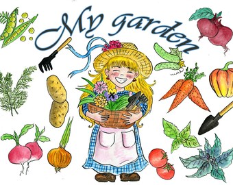 Tuinstickers/stakes groenten/scrapbooking/veggie printable/ outdoor groentestickers