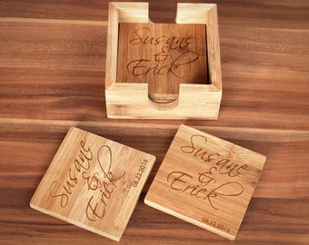 Custom Coasters, Wedding Gift, Housewarming Gift, Personalized Coasters, Custom Engraved Bamboo Coasters, Quantity discounts