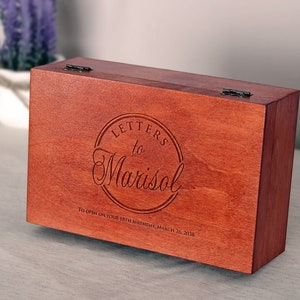 Caja de memoria con personalización, Caja de madera Keepsake para cartas, Joyero grabado personalizado
