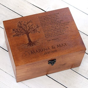 Caja de memoria de boda grabada personalizada, Caja de recuerdo de boda personalizada, Caja de recuerdo de boda, Regalo de aniversario de boda