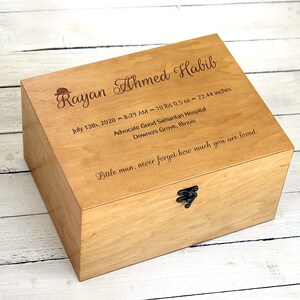 Custom baby memory box with stats and place of birth, Personalized baby keepsake box