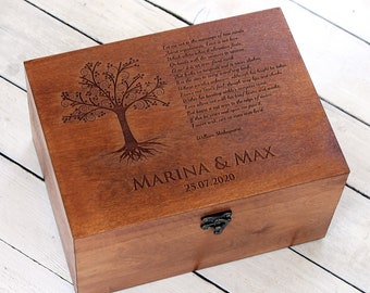 Custom engraveg wedding memory box, Personalized wedding keepsake Box, Wedding Memento box, Wedding annyversary gift