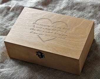 Personalized wooden box , Memory box, Custom engraved jewelry box, Keepsake box, Treasury box, Anniversary gift