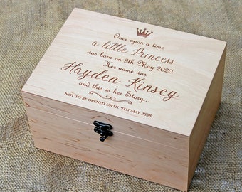 First birthday memory box, Personalized wood box for baby girl, Time capsule