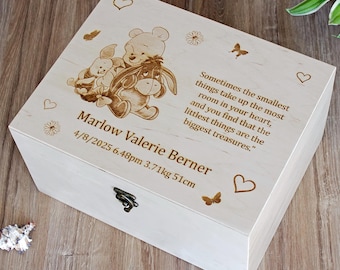 Personalized Winnie the Pooh Keepsake Box | Engraved Baby Memory Box