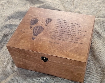 Birth Date Custom Photo Print on Wood Lid Baby Keepsake Box Personalized Engraved Name