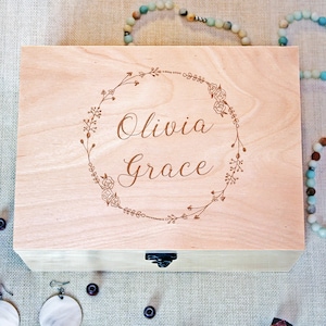 Personalized keepsake box, Custom engraved jewelry box with name, Monogramed wooden box