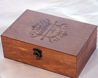 Personalized Monogram Box, Monogrammed Wooden Box, Monogram Jewelry Box, Custom gift for her
