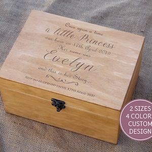 Personalized memory box, First Birthday Capsule, Custom Baby keepsake box, Time Capsule, Personalized keepsake box, wood box