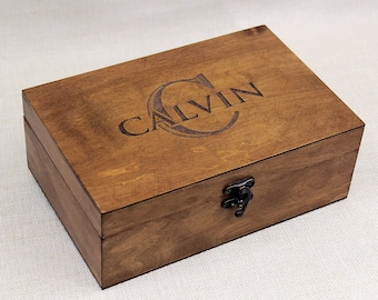 Personalized wooden box with name and monogram, Custom Jewelry Box, Baptism gift