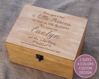 Personalized memory box, First Birthday Capsule, Custom Baby keepsake box, Time Capsule, Personalized keepsake box, wood box