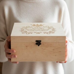 Personalized wooden keepsake box for newborns or kids, Custom engraved baby memory box, Time capsule, First birthday gift, Baptism box