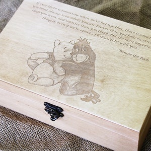 Winnie the pooh quote, Custom engraved jewelry box, Custom quote wooden box, Memory box