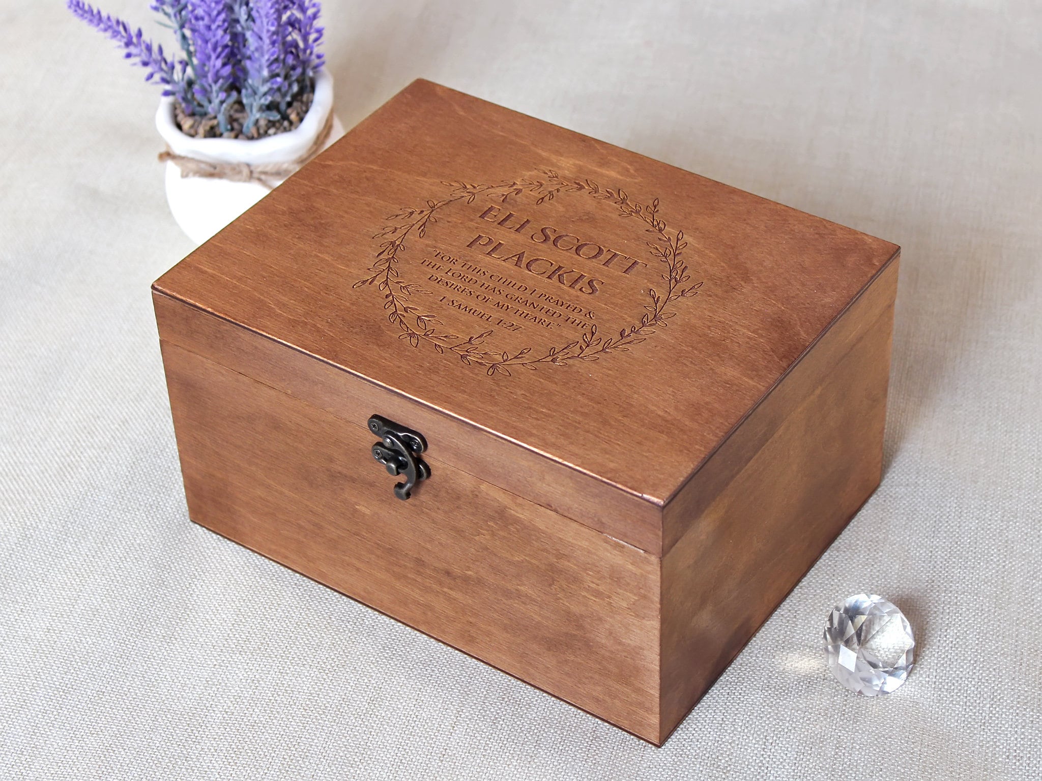 Personalized Wooden Box Baby Keepsake Box With Custom Quote Etsy