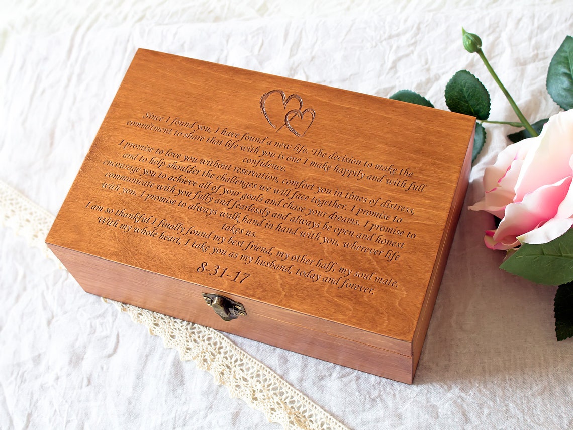 Engraved Wedding Vows Box Wedding Memory Box Personalized Etsy