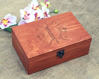 Personalized Monogram Box, Monogrammed Wooden Box, Monogram Jewelry Box, Custom gift for her, Monogrammed gift for him
