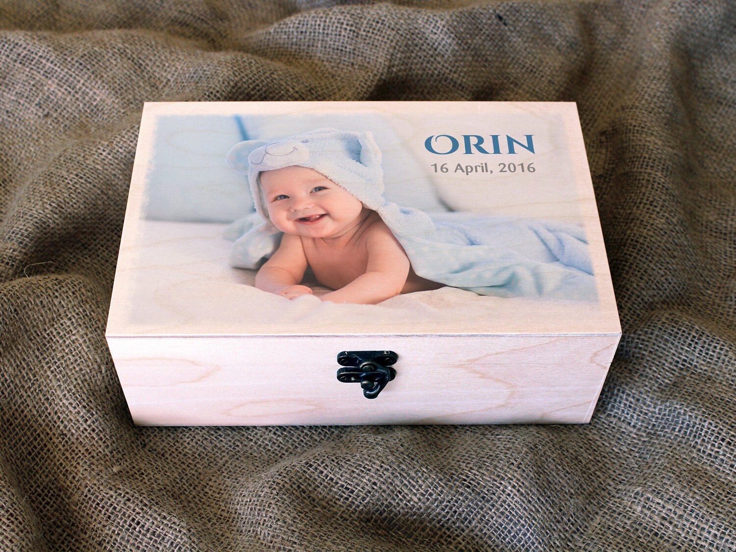 Customized photo wooden box Baby memory box Personalised Etsy
