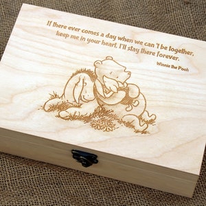 Winnie le verset d’ourson, dicton personnalisé sur la boîte en bois, boîte de mémoire, boîte à bijoux gravée sur commande