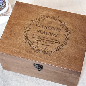 Caja de madera personalizada, Caja de recuerdo para bebé con cita personalizada, Caja de recuerdo grabada personalizada, Caja de regalo de cumpleaños