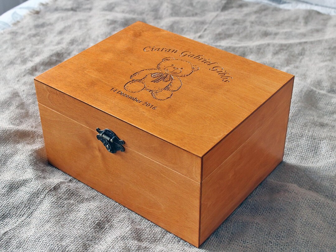 Personalized Baby Memory Box, Baby Keepsake Box, Teddy Bear Memory