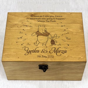 Winnie Puuh Zitat auf Holzbox, personalisierte Erinnerungsbox mit Winnie und Ferkel und benutzerdefiniertem Spruch