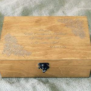 Custom quote wooden box, Memory box, Engraved quote box, Custom engraved jewelry box, Keepsake box, Treasury box