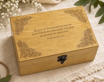 Caja de madera personalizada para guardar recuerdos / Caja de recuerdos grabada a medida / Regalo para cualquier ocasión con tu texto o logotipo.