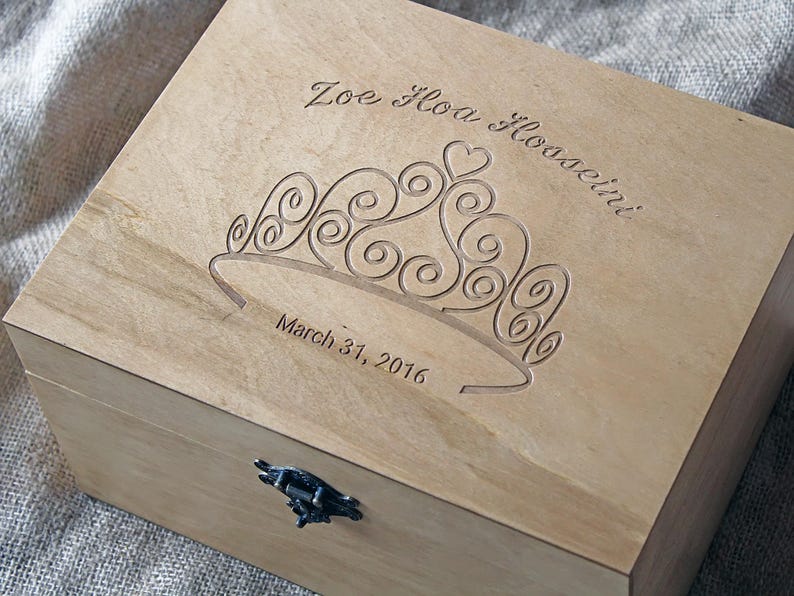 Personalized Baby Memory Box Baby Keepsake Box Tiara Scetch Etsy Ireland