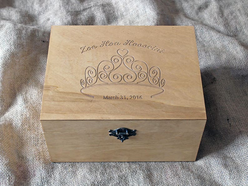 Personalized Baby Memory Box Baby Keepsake Box Tiara Scetch Etsy Ireland