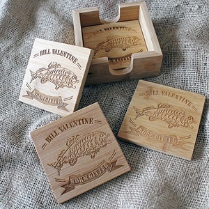 Set of four custom engraved bamboo coasters Home Sweet Home, Couple gift image 6