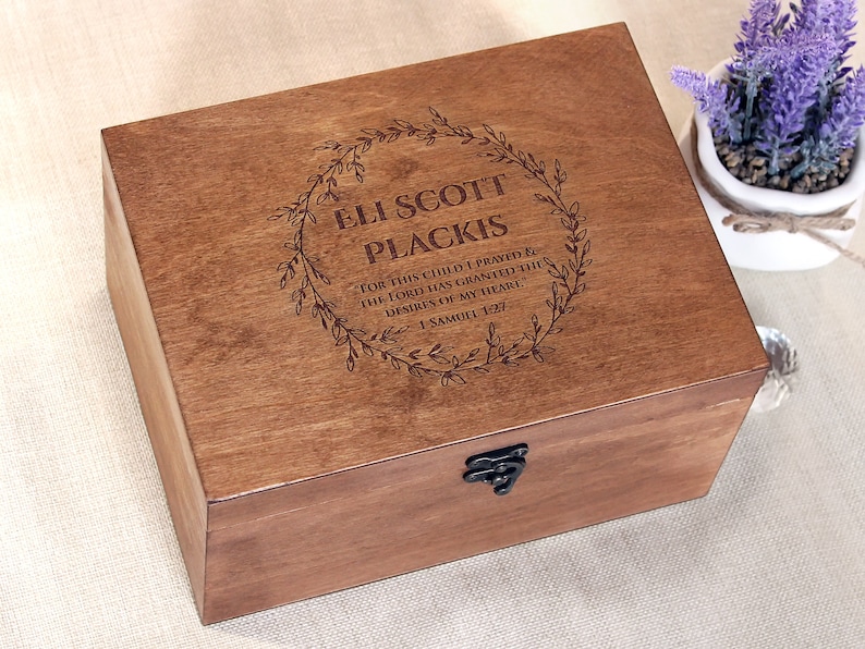 Personalized Wooden Box Baby Keepsake Box With Custom Quote Etsy