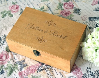Personalized keepsake box for a couple, Custom memory box, Custom engraved jewelry box