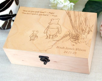 Winnie the Pooh Quote and Name on Wooden Box, Personalized