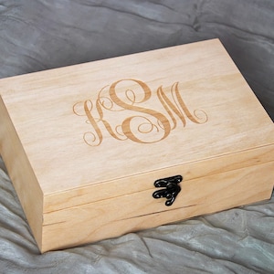 Monogram Wood Box, Monogram Jewelry Box, Personalized jewelry box, Gift for Her