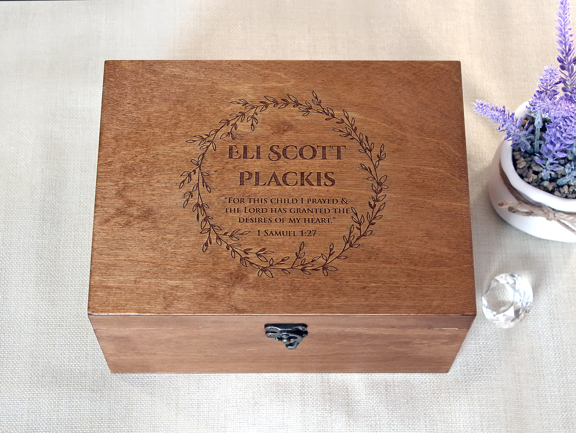 Personalized Wooden Box Baby Keepsake Box With Custom Quote Etsy