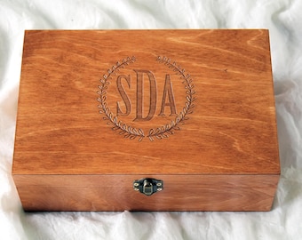Monogram Box, Custom Engraved Box, Monogram Jewelry Box, Personalized Monogram Box, Monogrammed Wooden Box