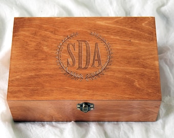 Personalized Monogram Box, Engraved Wooden Keepsake, Initial Gift for Children or Adults