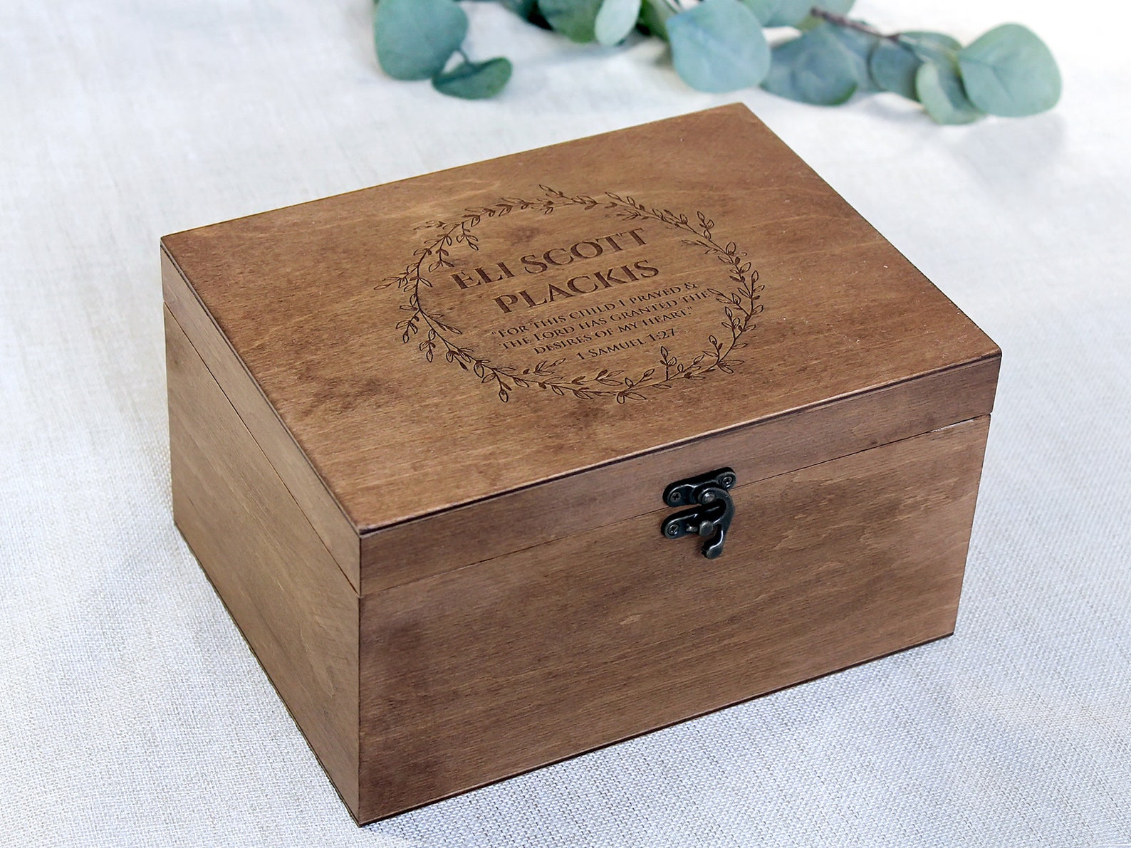Personalized Wooden Box Baby Keepsake Box With Custom Quote Etsy