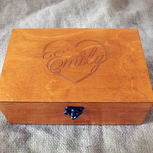 Personalized wooden box , Memory box, Custom engraved jewelry box, Keepsake box, Treasure box