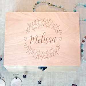 Personalized keepsake box, Custom engraved jewelry box with name, Monogramed wooden box
