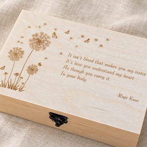 Personlig systerminnesask, graverad citatsmyckesask, sentimental present till syster