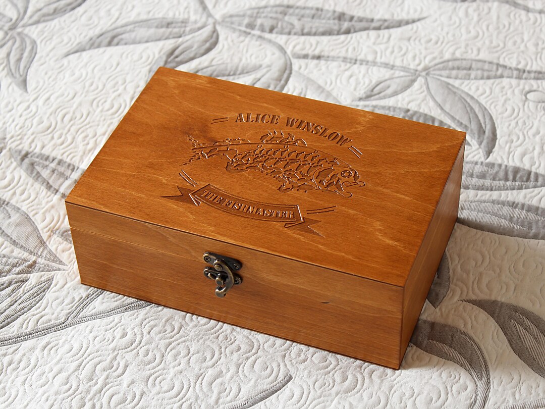 Personalized Wooden Fishing Tackle Box – Custom Gift for Dad, Husband ...