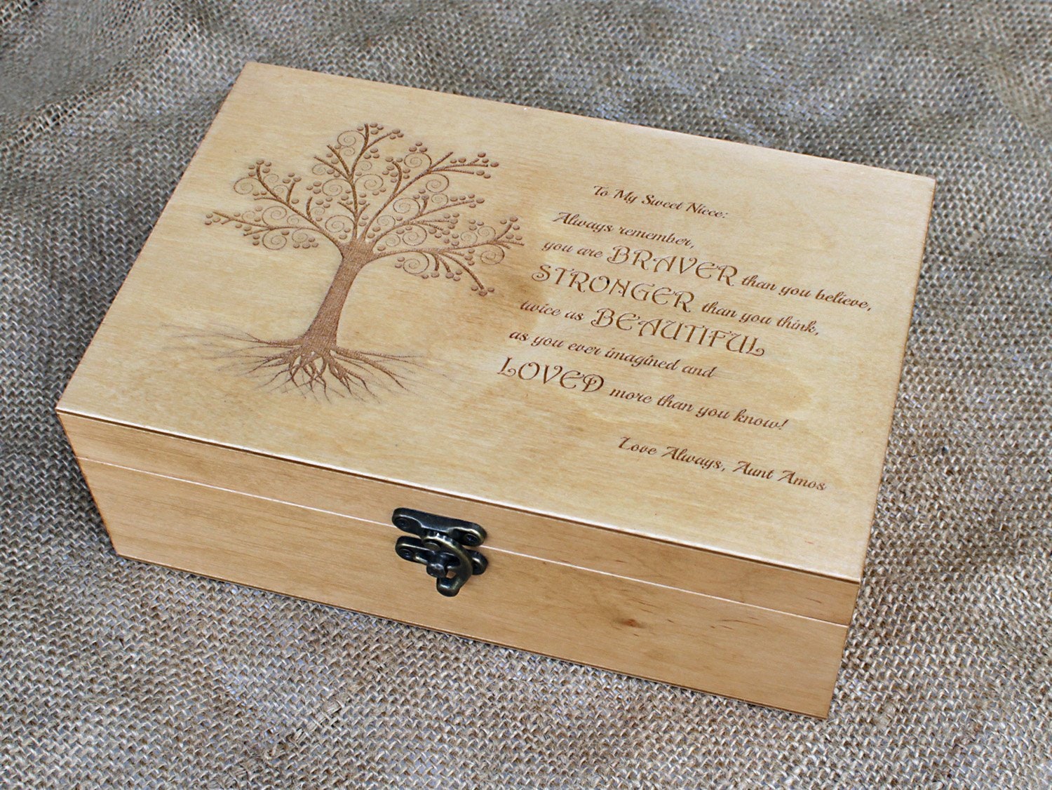 Unfinished Wood Box With Hinges & Tray-10 X 6 X 3 3/4-handmade