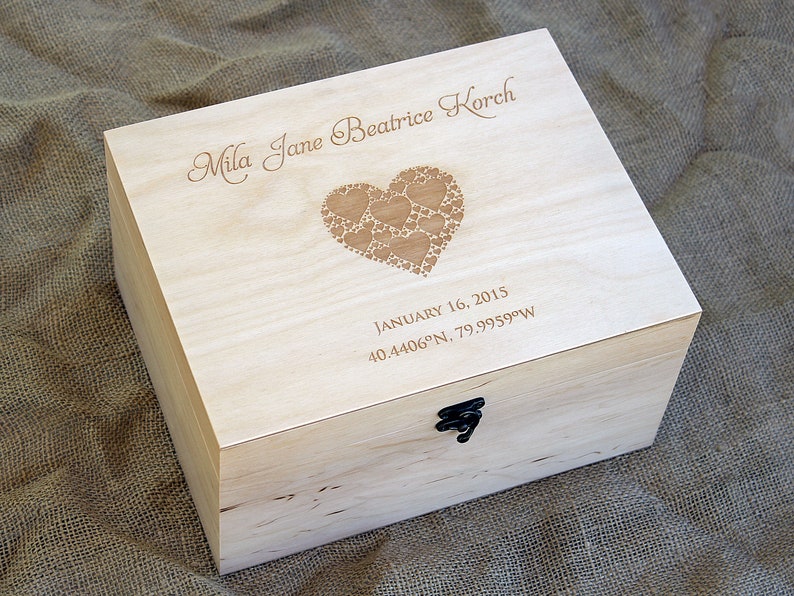 Personalized baby memory box Engraved baby keepsake box Etsy