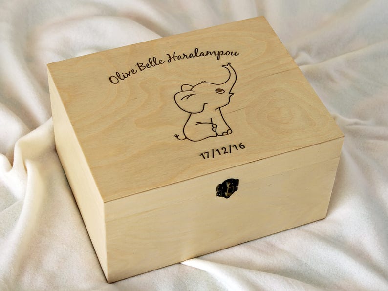 Personalized Baby Memory Box Baby Keepsake Box Elephant Etsy