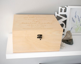 Baby first birthday time capsule, Keepsake box for babies and kids, Personalized memory wood box, New mom gift