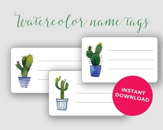 Printable Name tags for school Cactus name tag for kids | Etsy